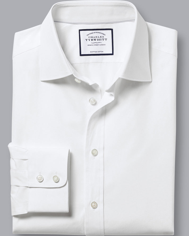 Charles Tyrwhitt Semi-Spread Collar Dress Shirt, White – Oxford & Evergreen