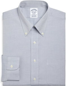 Brooks Brothers Milano Slim-Fit Dress Shirt, Button-Down Collar, Blue