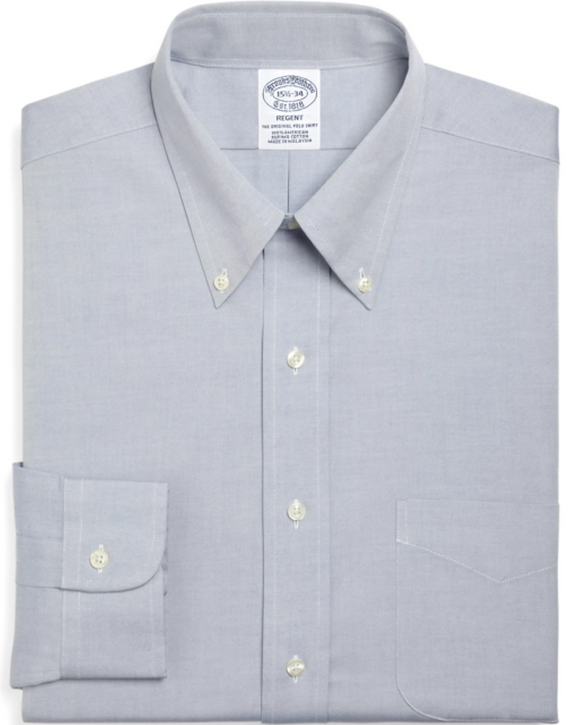 Brooks Brothers Milano Slim-Fit Dress Shirt, Button-Down Collar, Blue Oxford & Evergreen Brooks Brothers Milano Slim-Fit Dress Shirt, Button-Down Collar, Blue Oxford & Evergreen
