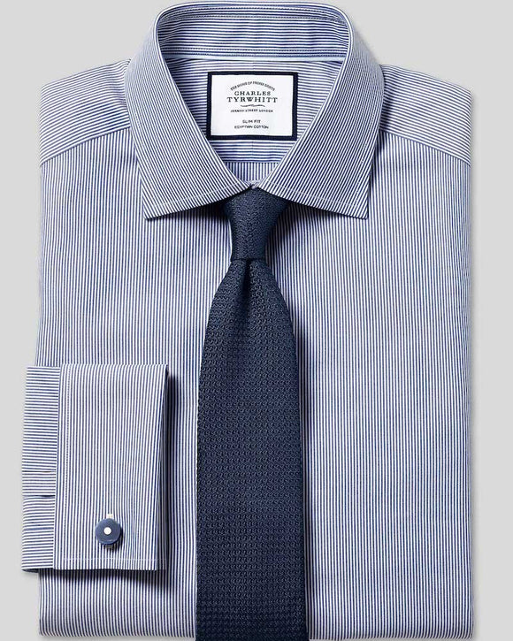 Charles Tyrwhitt Semi-Spread Collar Dress Shirt, Royal Blue Bengal Str Oxford & Evergreen Charles Tyrwhitt Semi-Spread Collar Dress Shirt, Royal Blue Bengal Str Oxford & Evergreen