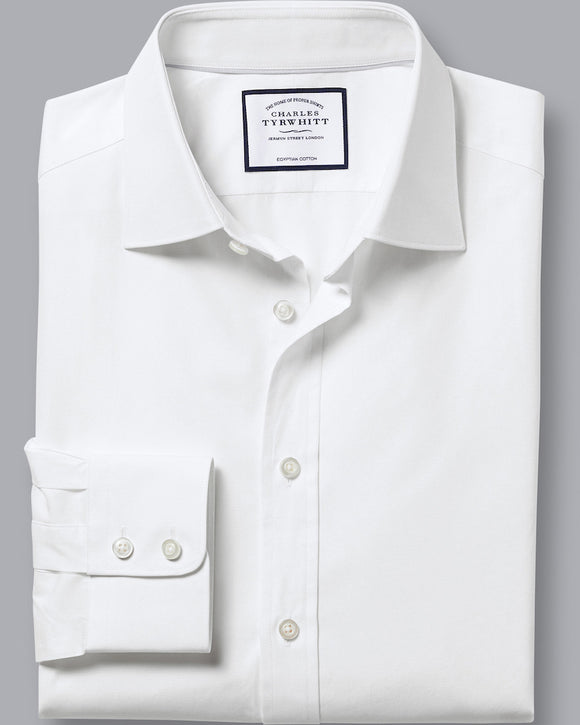 Charles Tyrwhitt Semi-Spread Collar Dress Shirt, White Oxford & Evergreen Charles Tyrwhitt Semi-Spread Collar Dress Shirt, White Oxford & Evergreen