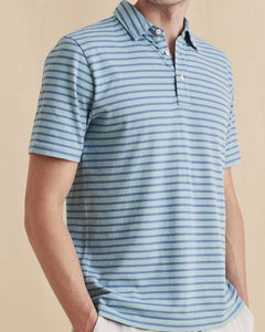 Faherty Organic Cotton Isle Polo, Atlantic Waters Stripe (Blue-Green) (3 Colors)