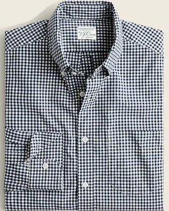 J. Crew Slim Stretch Secret Wash Organic Cotton Poplin Shirt, Navy Gingham