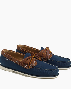 J. Crew Factory Canvas Boat Shoes, Navy & Contrast Vintage Cognac