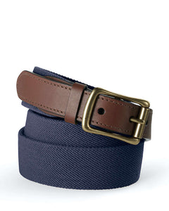 Lands' End Cotton Elastic Surcingle Belt, Navy