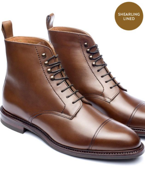 Meermin Shearling-Lined Calfskin Boots, Antique Oak Oxford & Evergreen Meermin Shearling-Lined Calfskin Boots, Antique Oak Oxford & Evergreen