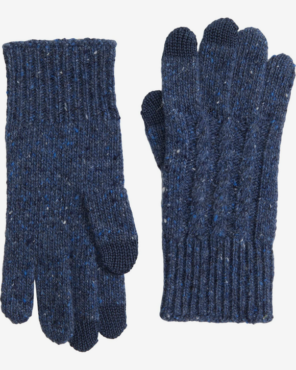 Pendleton Cable-Knit Gloves, Denim (Blue)