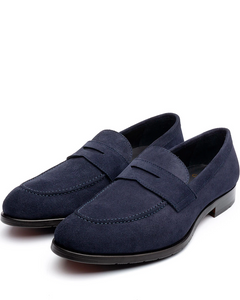 Qüero Madison Glove Leather Loafers, Blue Suede