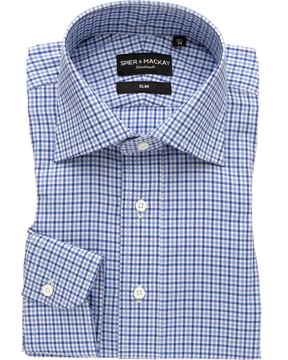 Spier & Mackay Dress Shirt, Blue & Navy Tattersall