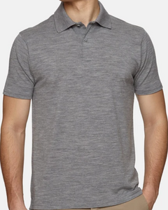 Wool&Prince Merino Wool Polo Shirt, Heather Gray